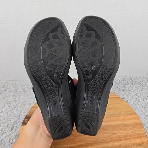 Naot Pinotage Navy Leather Open Toe Double Strap Mini Wedge Sandals Womens 37 - Picture 9 of 13